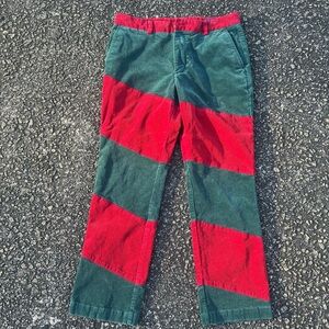 Mens Red and Green Striped Pants